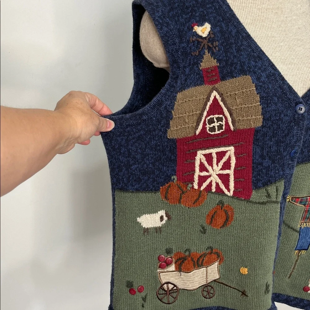 CJ Banks Women’s Size 1X Sweater Vest Hand Embroidered Fall Autumn Pumpkin - Picture 7 of 13